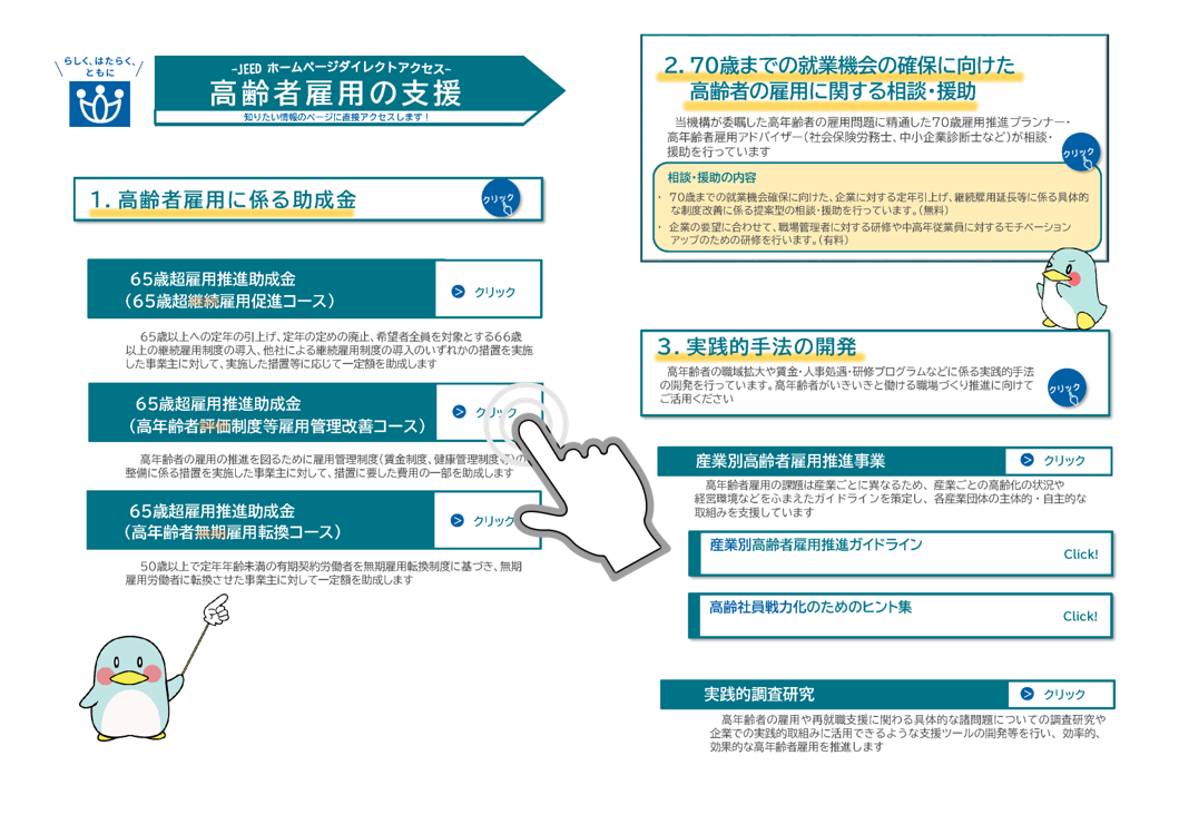 ホームページダイレクトアクセス高齢者雇用の支援