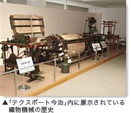 「テクスポート今治」内に展示されている織物機械の歴史