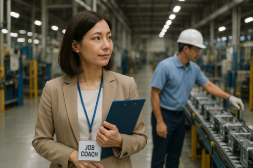 ジョブコーチ研修をしている女性