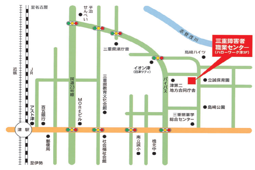 三重障害者職業センターの地図