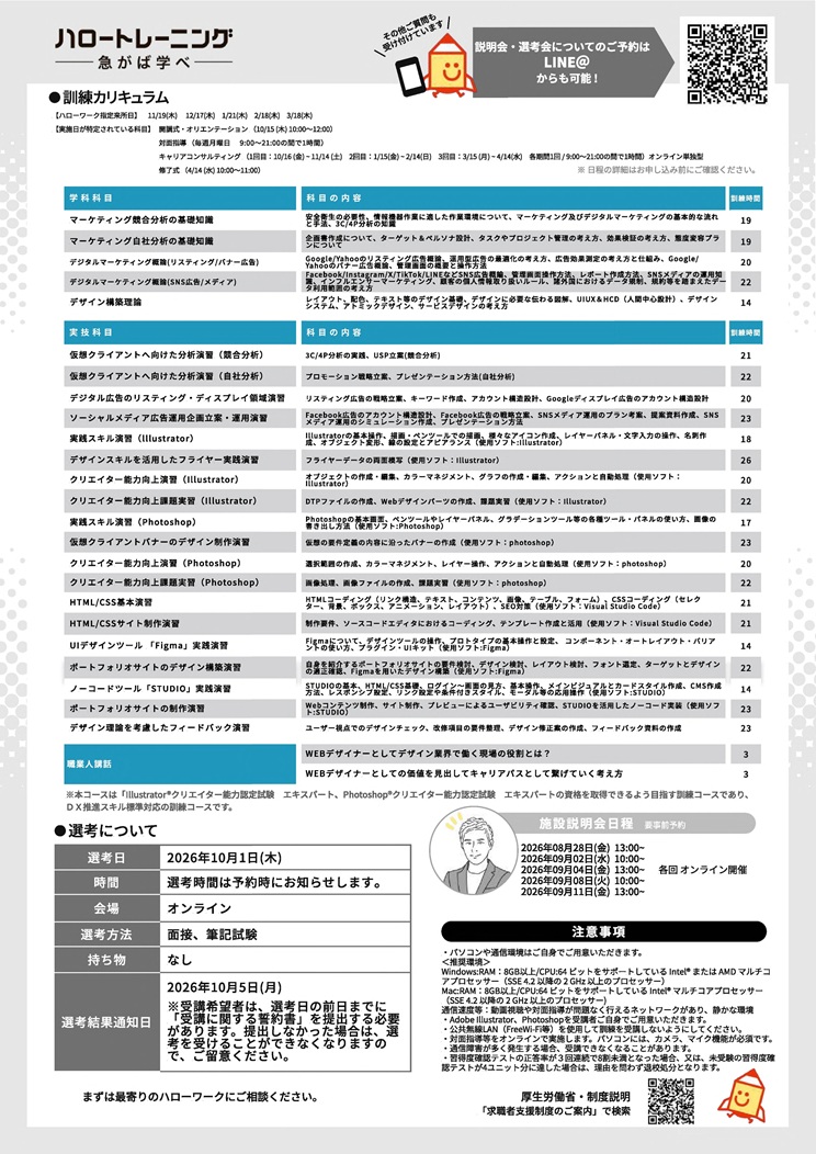 基礎から学べるＷＥＢデザイン／サイト制作／マーケティング科（ｅラーニングＡ）（裏面）
