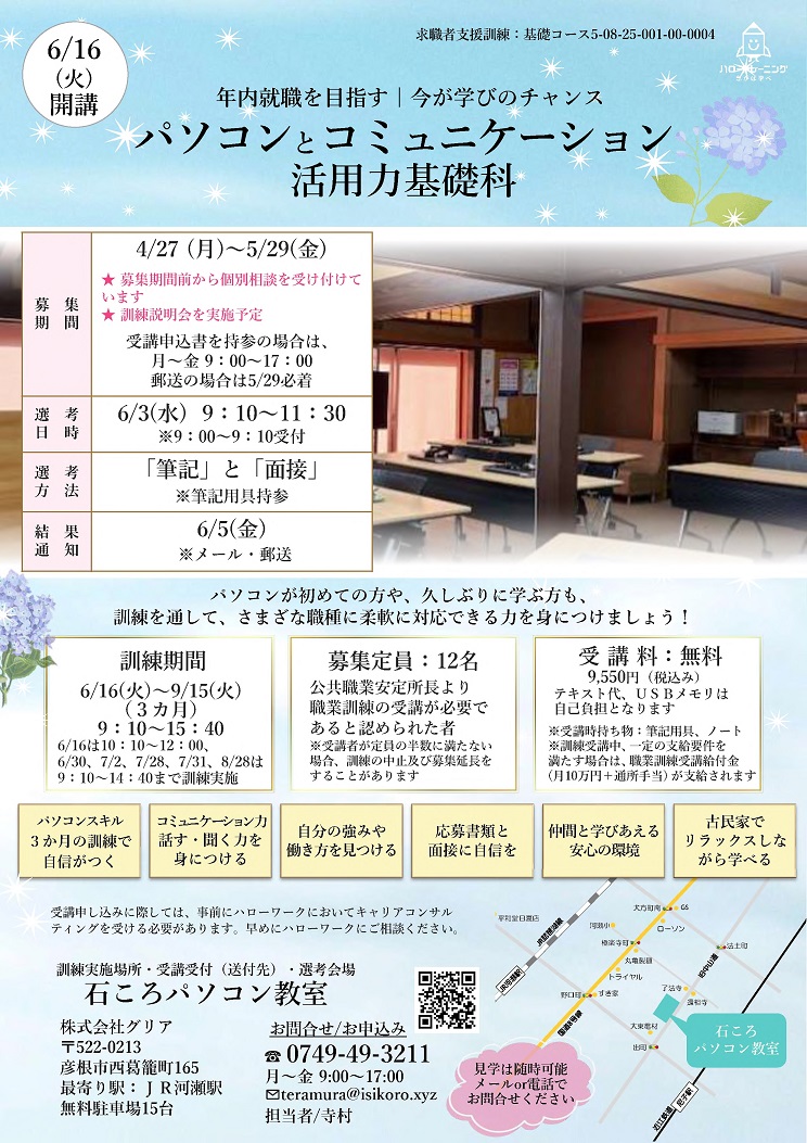 パソコンとコミュニケーション活用力基礎科（表面）