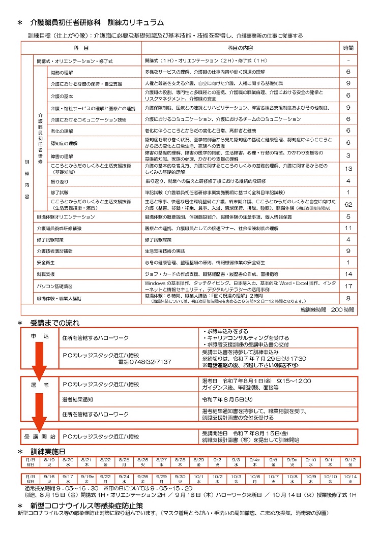 介護職員初任者研修科（裏面）