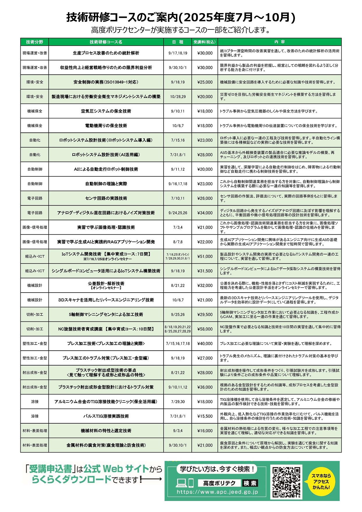 高度ポリテクセンター施設見学会裏面
